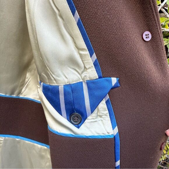 J Crew Brown Belted Wool Tie Peacoat Trench Coat Women's Preppy | Size 10T - Picture 8 of 17